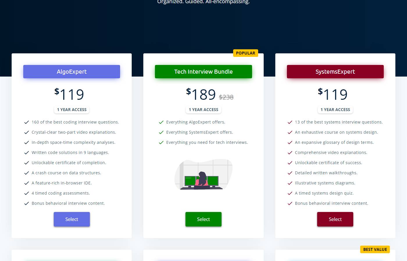 AlgoExpert pricing Screenshot of AlgoExpert pricing page