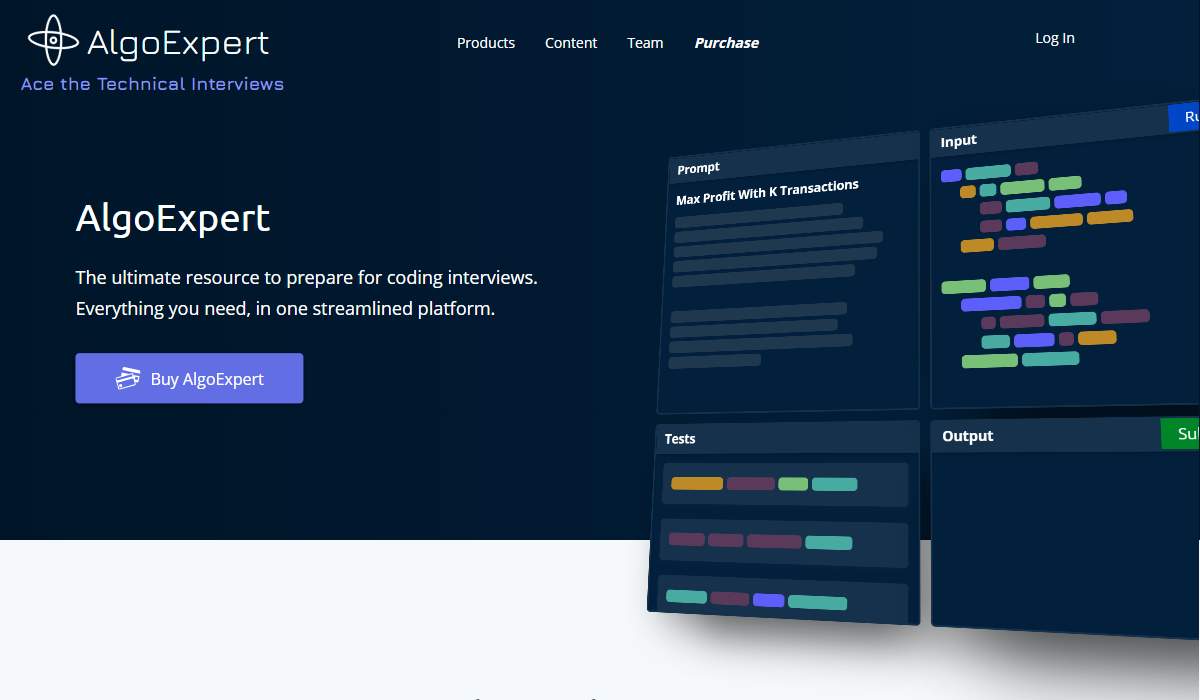AlgoExpert website Screenshot of AlgoExpert website