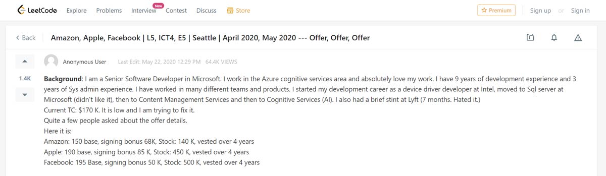 LeetCode discussion board LeetCode discussion board message example