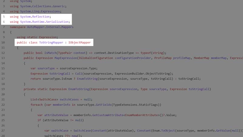 ToStringMap AutoMapper code example.