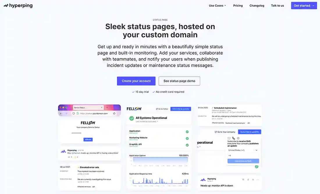 Hyperping homepage