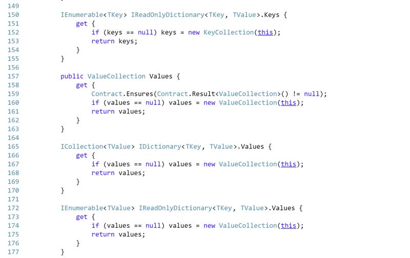 Keys and values source code.