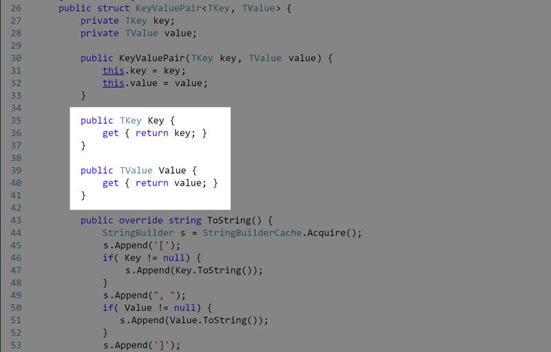 KeyValuePair implementation.