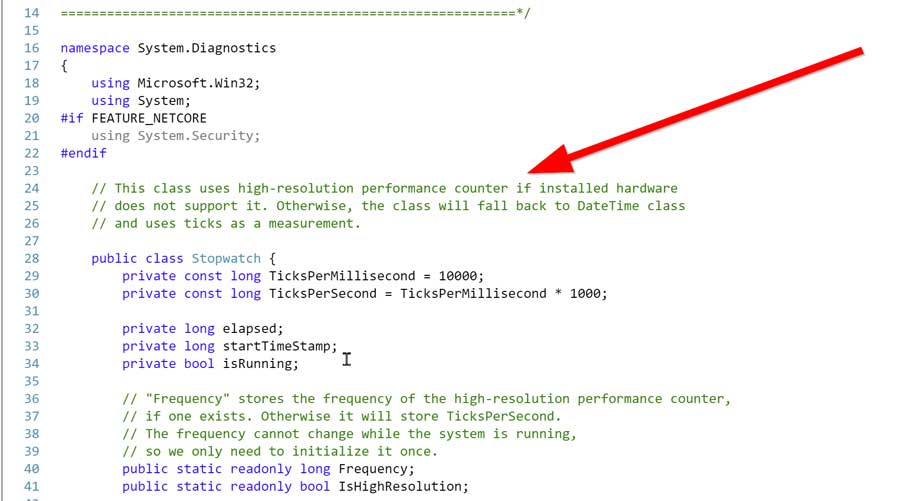 Stopwatch implementation source code from .NET framework.