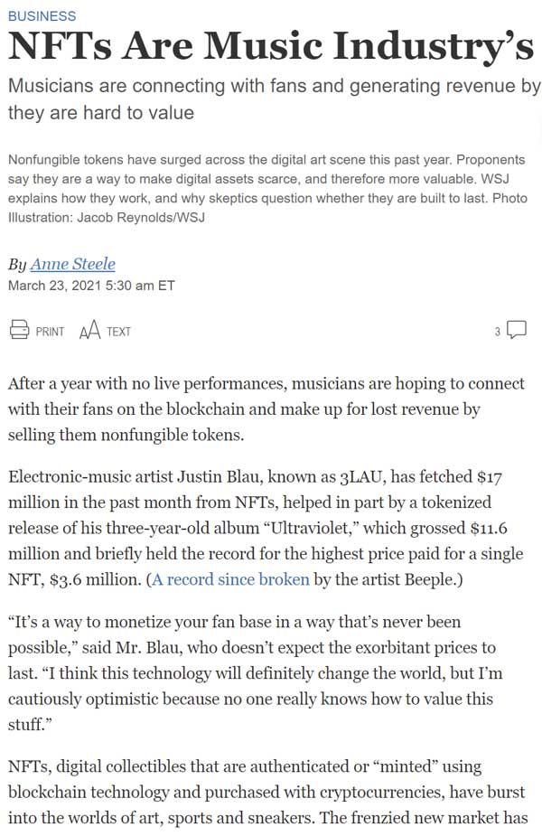 The Wall Street Journal article with the fallback font.