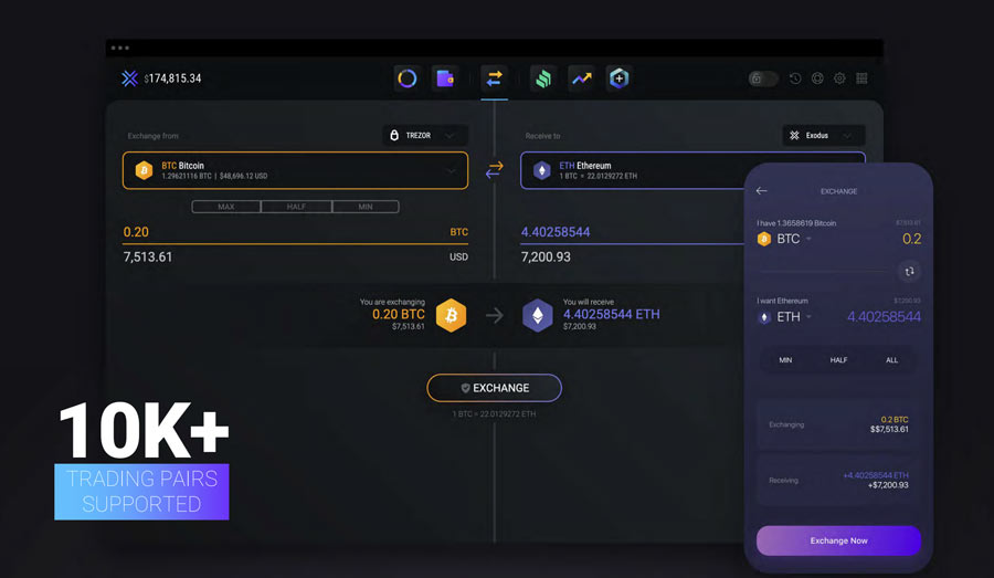 Exodus crypto exchange screenshot