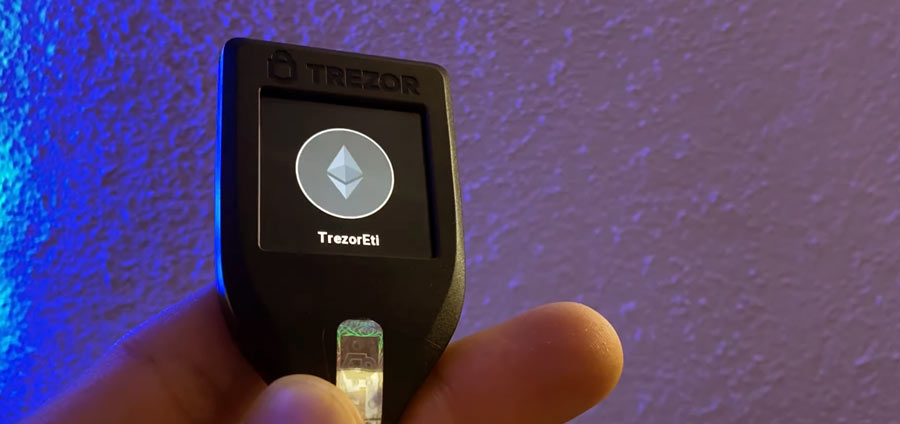 Trezor Model T Trezor Model T wallet showing ETH