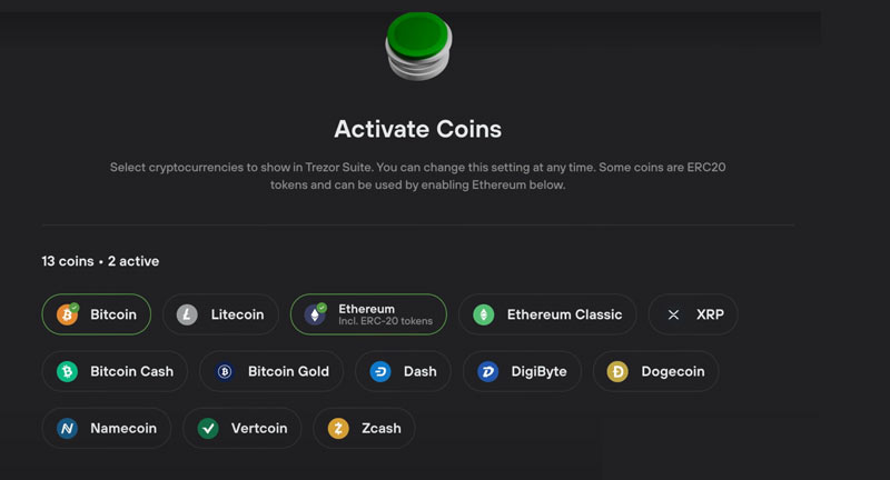Trezor Suite Application Trezor Suite wallet setup screenshot