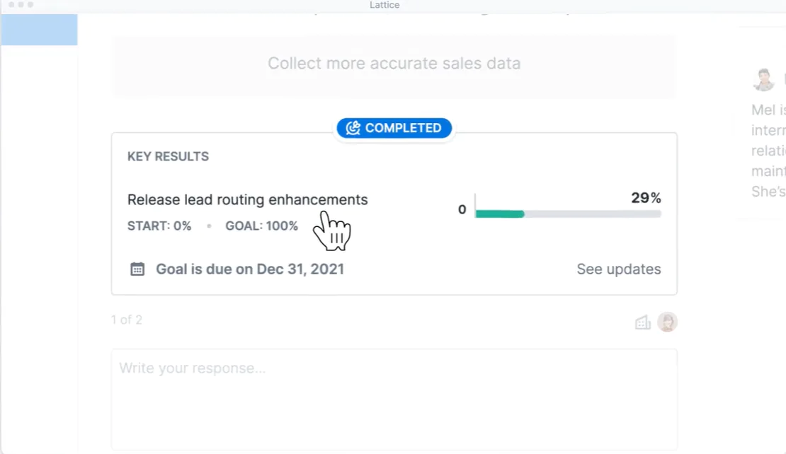 Lattice Goal Setting Software Lattice Employee Goal Setting Software Screenshot.