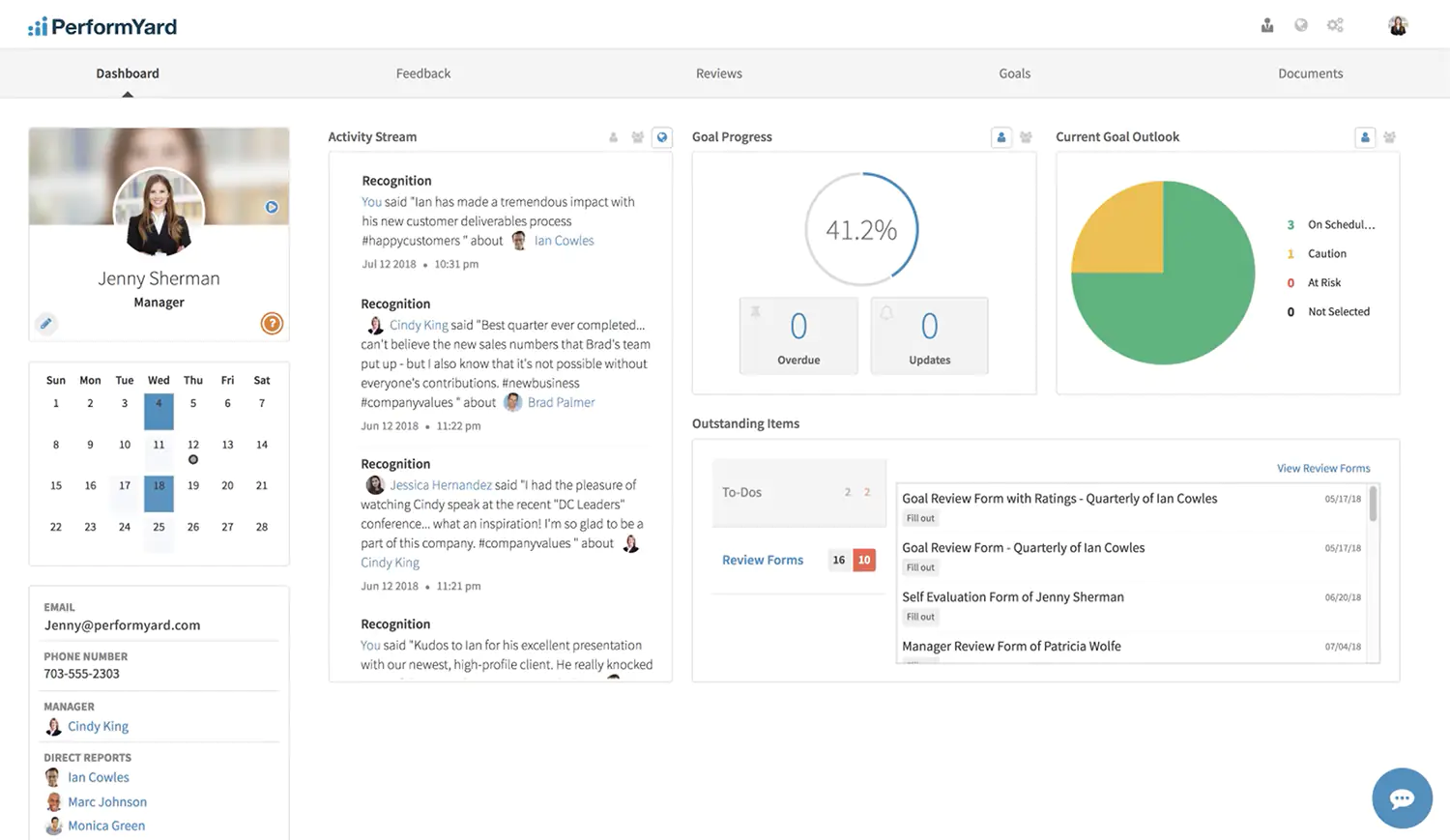 PerformYard Dashboard Software PerformYard Dashboard Screenshot.