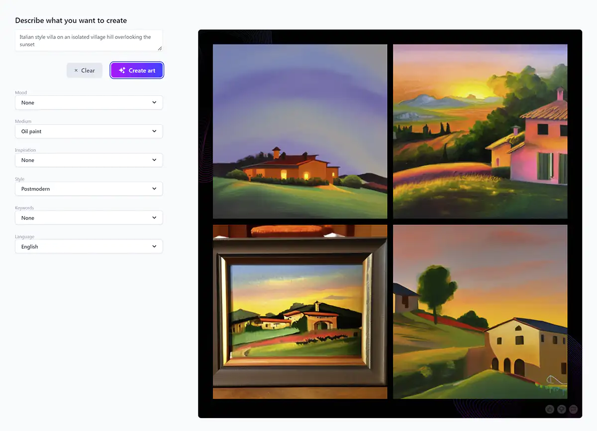 Jasper Art Image Generator Text Mode UI screenshot Jasper Art Image Generator Text Mode UI screenshot