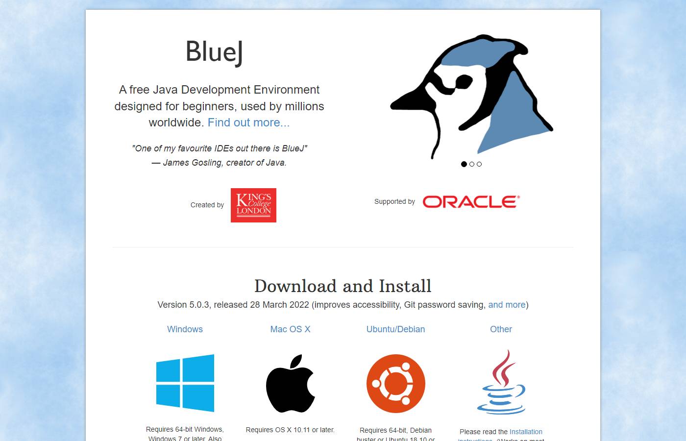 BlueJ Screenshot of BlueJ.