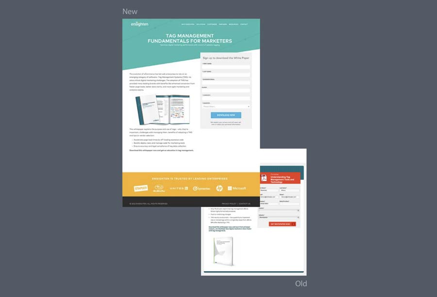 Landing page with different colors.