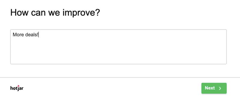 Hotjar survey.