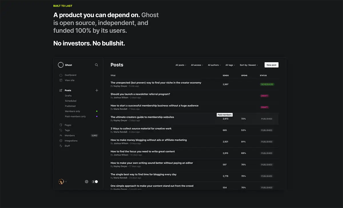 Ghost Headless CMS for content creators. Ghost CMS website
