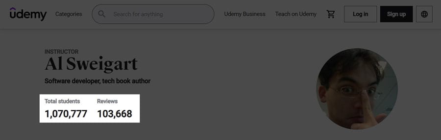 Al Sweigart book author's Udemy course page.
