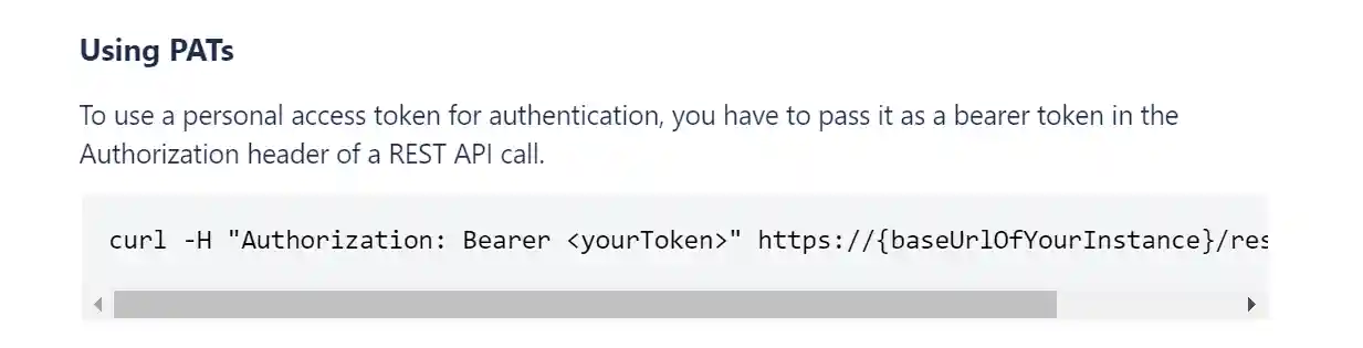 Personal Access Token example from Atlassian Personal Access Token example from Atlassian
