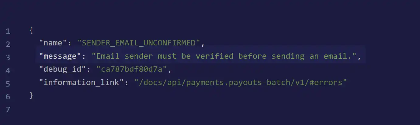 REST API Error Message Example REST API Error Message Example