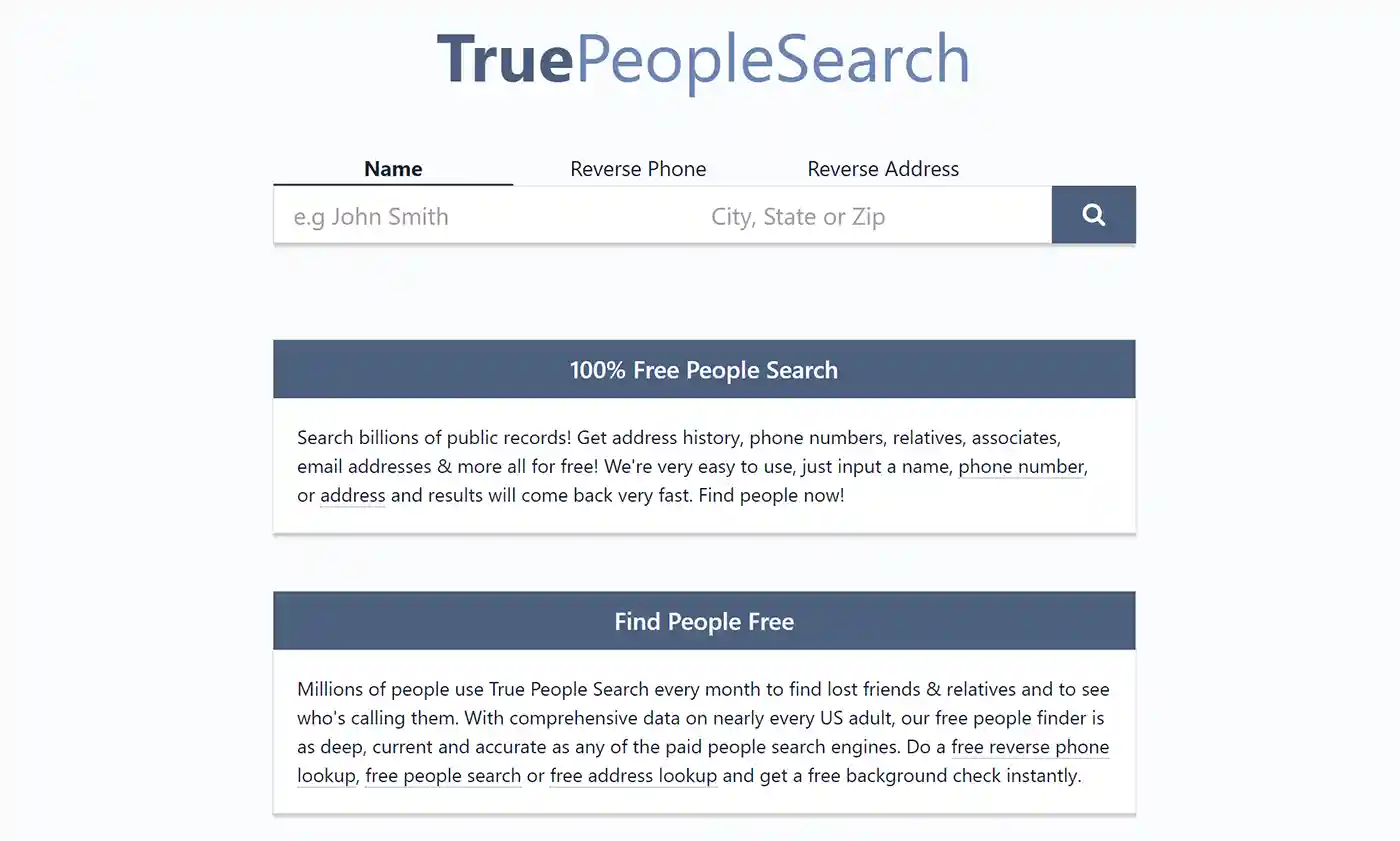 TruePeopleSearch Reverse Phone lookup service TruePeopleSearch Reverse Phone lookup service