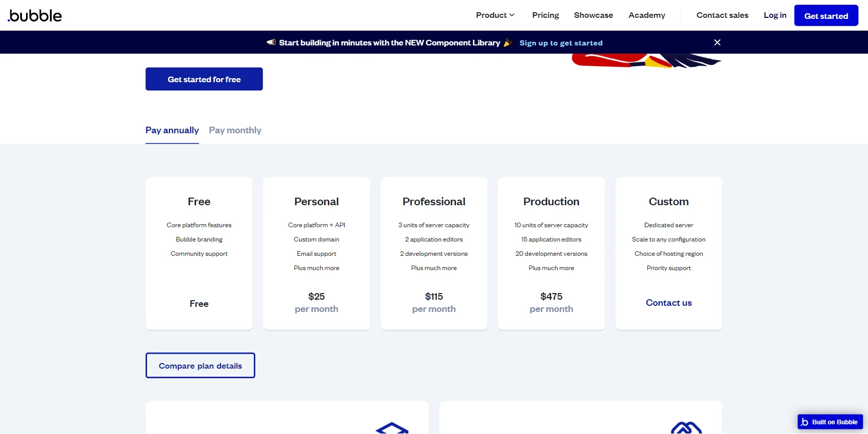 Bubble Pricing Table