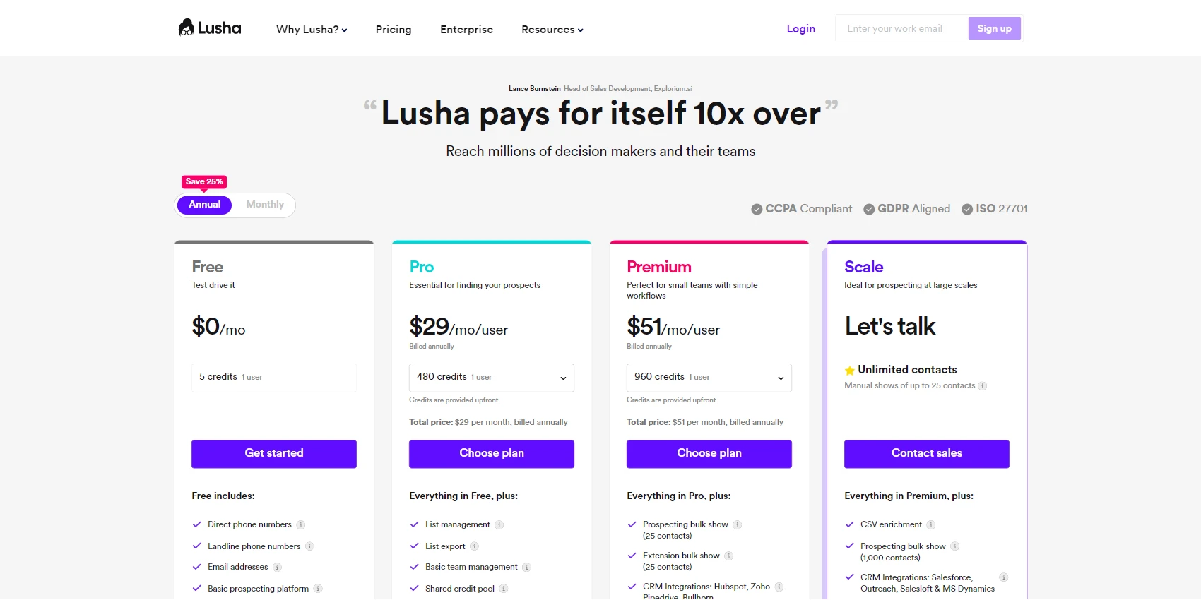 Lusha Pricing Lusha Pricing