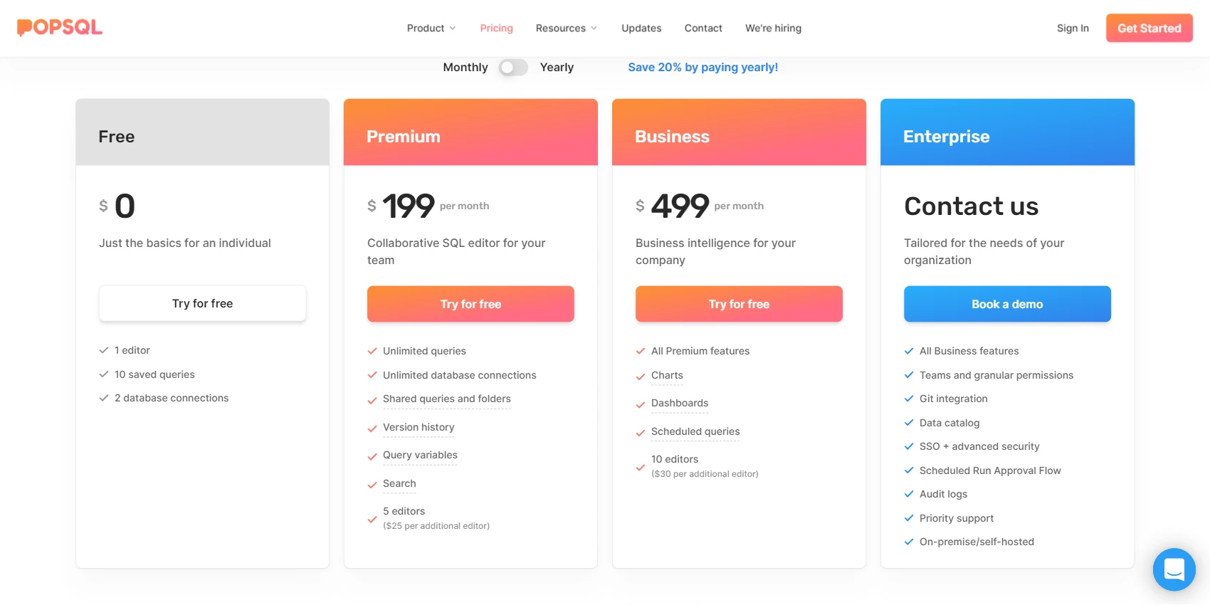 PopSQL Pricing PopSQL Pricing