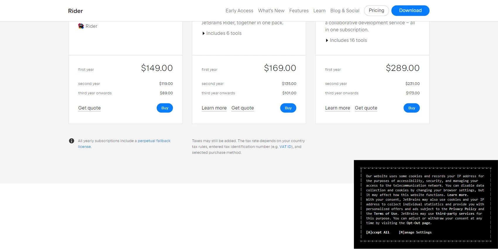 Rider Pricing Rider Pricing