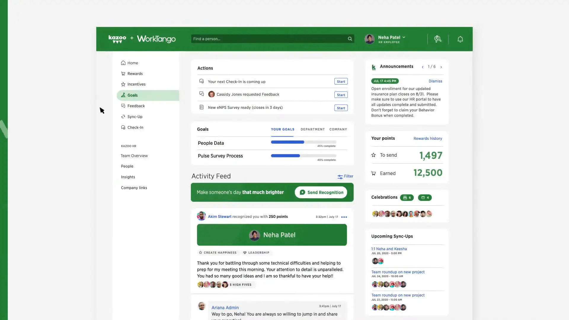 Worktango employee recognition dashboard Worktango employee recognition dashboard