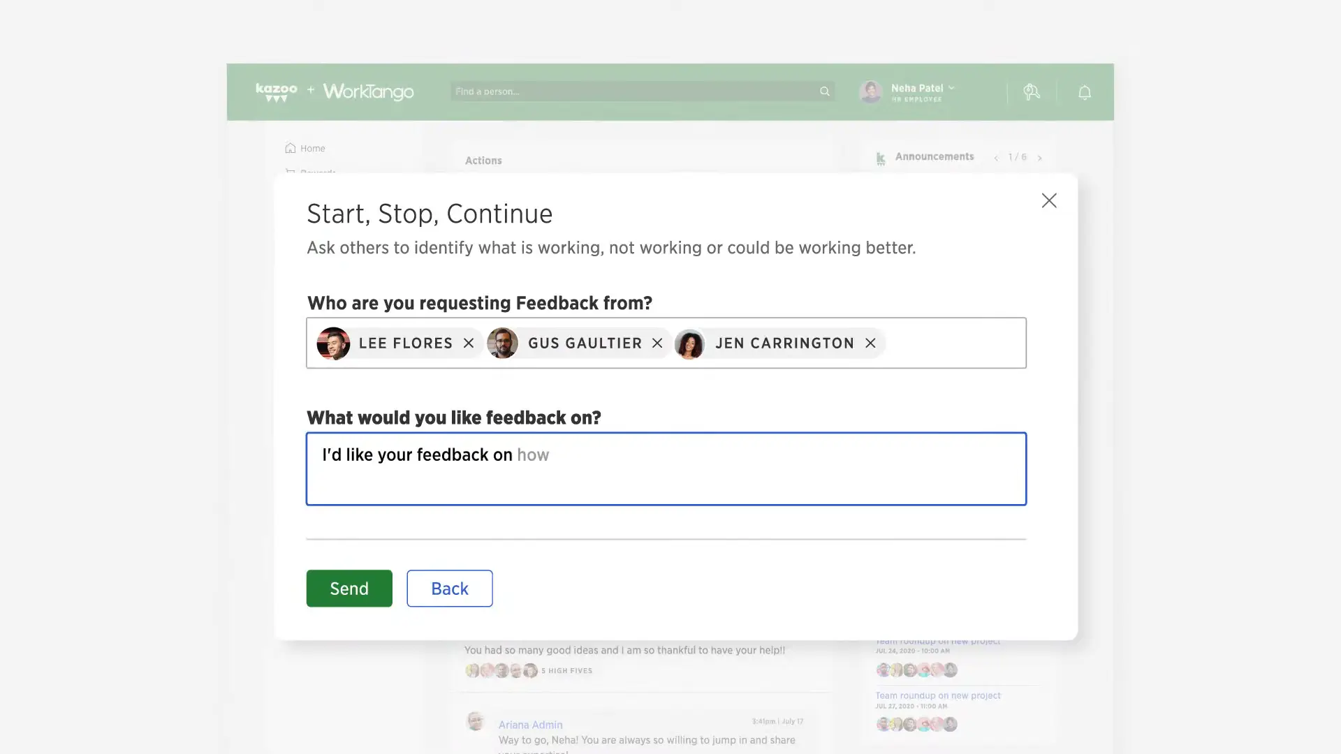 Worktango feedback dashboard screenshot Worktango feedback dashboard screenshot