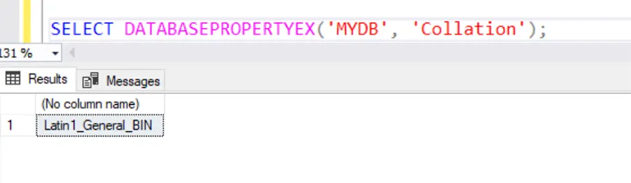 SQL Query to get database case sensitivity SQL Query to get database case sensitivity