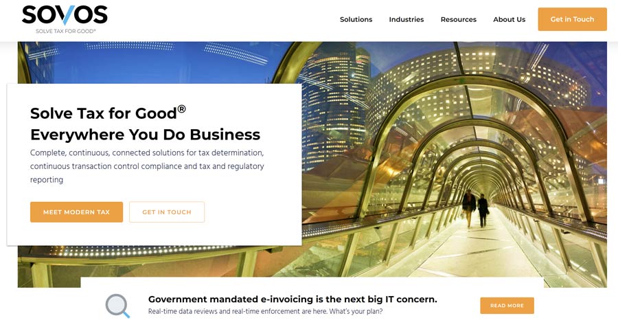 Sovos Sovos software website screenshot
