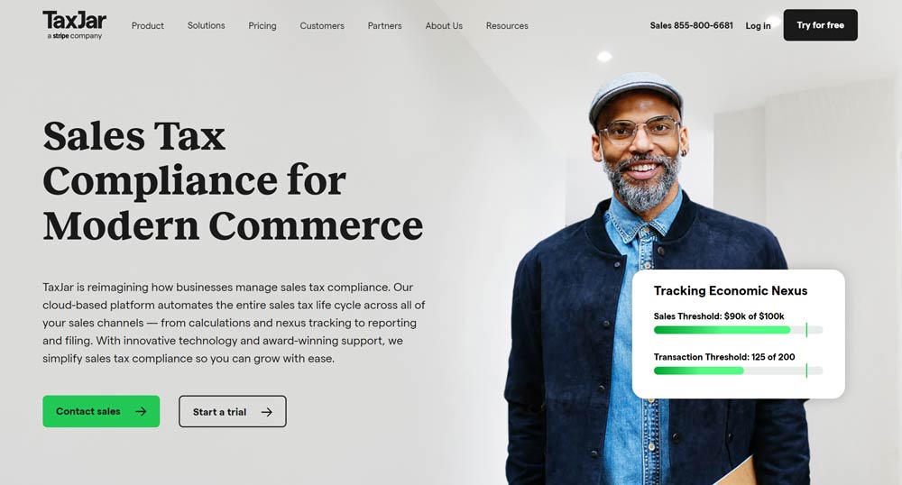 TaxJar TaxJar tax compliance software website screenshot